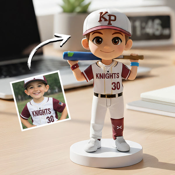 Custom Baseball Kid Figurine From Photo – Personalized Gift for Son, Grandson, Baseball Kid