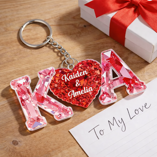 Couple Love Initial - Personalized Acrylic Keychain - Sentimental Anniversary, Valentine's Day Gift