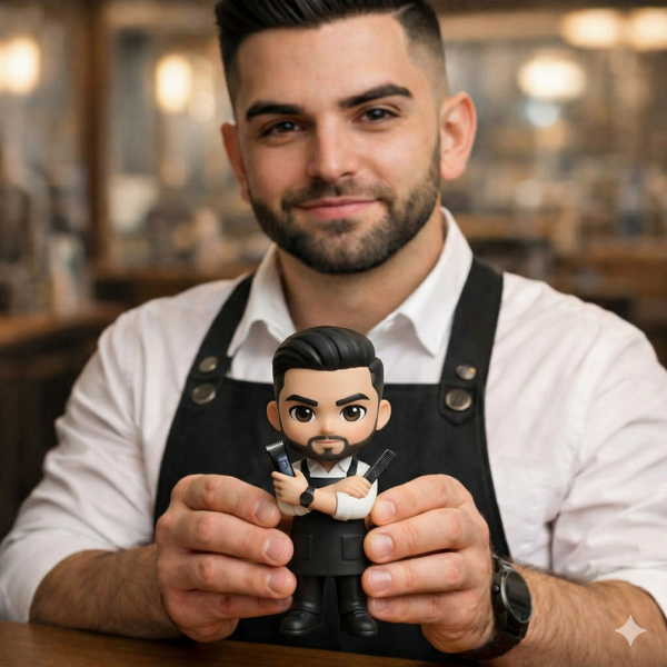 Custom Barber Figurine From Photo – Personalized Hair Stylist Gift for Barber, Hairstylist & Salon Owner