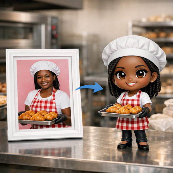 Custom Chef Figurine From Photo – Image to Real Figure, Personalized Gift for Bakers & Chefs