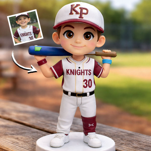 Custom Baseball Kid Figurine From Photo – Personalized Gift for Son, Grandson, Baseball Kid
