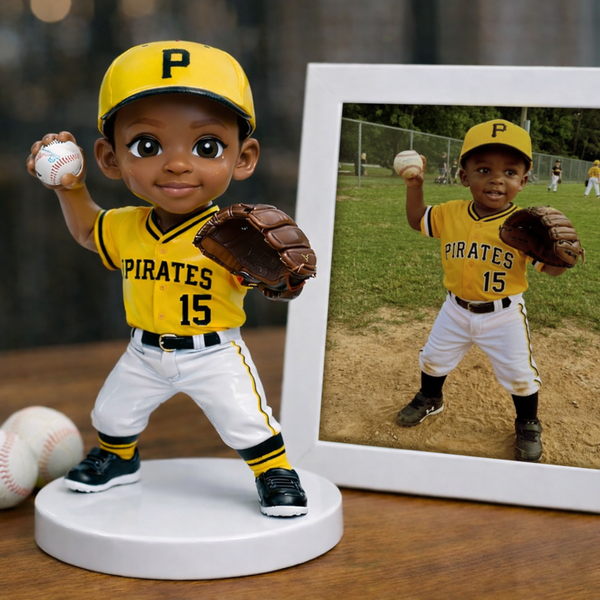 Custom Baseball Kid Figurine From Photo – Personalized Birthday Gift for Baseball-Loving Grandson Granddaughter Son Daughter