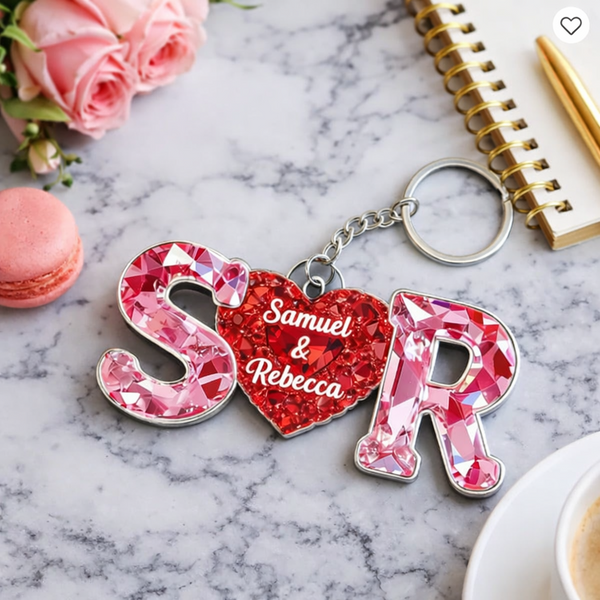 Couple Love Initial - Personalized Acrylic Keychain - Sentimental Anniversary, Valentine's Day Gift